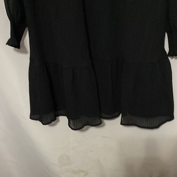 LOFT WO SIZE LG Black Cocktail Dress with Bishop Sleeves and Crew Neck pleated - Picture 12 of 14